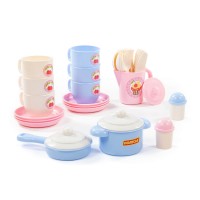 Набор игрушечной детской посуды "Хозяюшка" на 6 персон (V5) (38 элементов) (в сеточке) арт. 80165 ПОЛЕСЬЕ