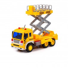 Детская игрушка автомобиль с подъёмником инерционный "Сити" (со светом и звуком) (жёлтый) (в коробке) арт. 89762. Свет, звук.