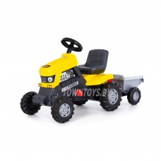 Детская игрушка каталка-трактор с педалями "Turbo" (жёлтая) с полуприцепом арт. 89328 Полесье