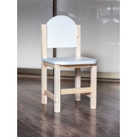 Деревянный  стульчик для детей арт. SDLN-30. Высота до сиденья 30 см. Цвет белый с натуральным.