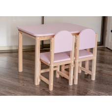 Комплект столик и два стульчика «Нежная роза» арт. KLRN2-705050. Столешница 700х500 мм. Цвет розовый с натуральным. 