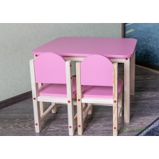 Комплект детский столик и два стульчика «Розовая пантера» арт. KMPN2-705050. Столешница 700х500 мм. Цвет розовый с натуральным.