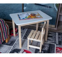 Детский комплект столик и стульчик арт. KSLN-SRN-70-50-27. Цвет белый с натуральным.