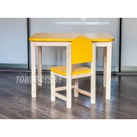 Комплект детский столик и стульчик "Солнышко" арт. KMSN-705050-27. Столешница 700х500 мм. Цвет жёлтый с натуральным.
