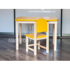 Комплект детский столик и стульчик "Солнышко" арт. KMSN-705050-27. Столешница 700х500 мм. Цвет жёлтый с натуральным.