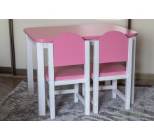 Комплект мебели для детей столик и 2 стульчика «Зефирка» арт. KMZP2-705050. Цвет розовый с белым.