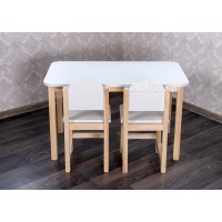 Стол и два стула для детей арт. SLN2-9050-34. Стол 50х90х55 см. Стул 34 см. Цвет белый с натуральным.