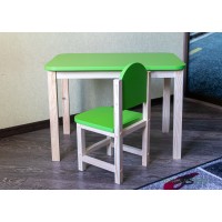 Комплект детский столик и стульчик «Зеленый колибри» арт. KMGN-705050. Цвет зеленый с натуральным. 