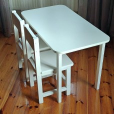 Детский комплект столик с 2 стульчиками 34 см арт. SLW-905055+2SDW34. Столешница 50х90 см. Цвет БЕЛЫЙ.