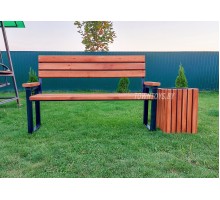 Комплект садовой мебели скамейка с подлокотниками усиленная "Комфорт" и урна уличная арт. SDKYP-150+YGD-3