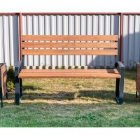 Скамейка садовая деревянная с металлическим каркасом из профильной трубы "Комфорт-2" арт. SDMSG-150-40
