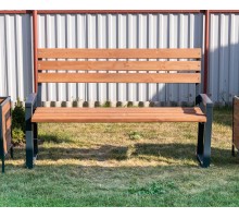 Скамейка садовая деревянная с металлическим каркасом из профильной трубы "Комфорт-2" арт. SDMSG-150-40