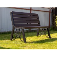 Скамейка садовая деревянная с коваными элементами "Дачная-Узор" арт. SDU-150