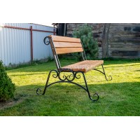 Скамейка садовая деревянная с коваными элементами "Комфорт Лайт-2" (крепление на анкера) арт. SDKLA-150