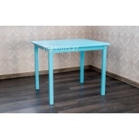 Столик деревянный из массива (60х70см) со скругленными углами арт. SDB-60-70-58. Высота 58см.  Цвет БИРЮЗОВЫЙ с лаком.