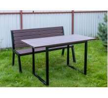 Комплект садовый стол и скамейка деревянные с металлическим каркасом "Палисандр" арт. KSMP-150