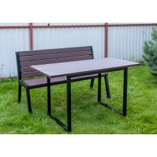 Комплект садовый стол и скамейка деревянные с металлическим каркасом "Палисандр" арт. KSMP-150