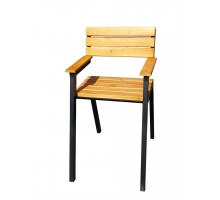 Стул садовый деревянный с металлическим каркасом арт. SS-1. Под бетонирование.