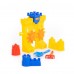 Детский игровой набор для песка №466: песочная мельница "Крепость", лопатка №5, грабельки №5, формочки (замок мост + замок башня + замок стена с двумя башнями) арт.45102. Полесье