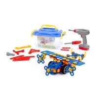 Детская игрушка Конструктор "Изобретатель" - "Самолёт №2" (144 элемента) (в контейнере), 55217, РЕАЛИСТИЧНЫЙ ШУРУПОВЁРТ
