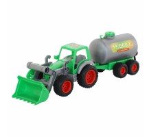 Детская игрушка "Фермер-техник", трактор-погрузчик с цистерной (в сеточке), 8794, Полесье