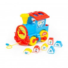 Детская игрушка-сортер Логический паровозик "Смурфики" с 6 кубиками №1 арт. 64356 Полесье