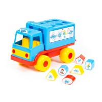 Детская игрушка-сортер Логический грузовичок "Смурфики" с 6 кубиками №1 арт. 64370 Полесье