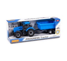 Детская игрушка Трактор "Прогресс" с прицепом инерционный (синий) (в коробке) арт. 91277 